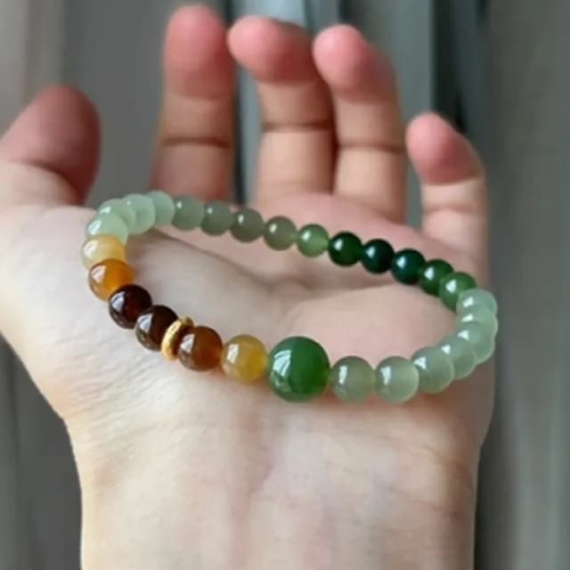 【LEESA】和田玉手串\碧玉手串\圓珠手鍊\漸變手鍊\手鍊\生日禮物\玉手鍊\保平安\驅邪納福\手串\