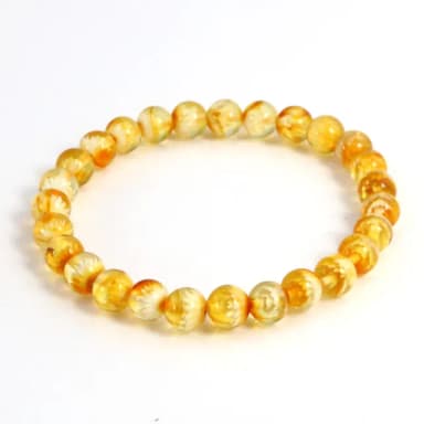 【JA-ME】天然琥珀金珀帶紅皮手工陰雕蓮花手串 7-7.5mm 5克以上(母親節搶先跑/禮物/現貨)