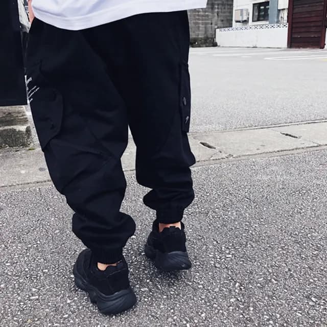 【橘魔法】側邊字母鬆緊褲頭縮口工作褲(大童 工作褲 男童 長褲 縮口褲 休閒褲 兒童 童裝)