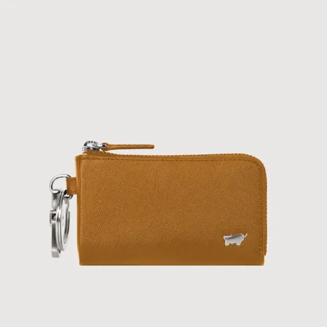 【BRAUN BUFFEL 德國小金牛】台灣總代理 亞當 拉鍊零錢包-淺棕色(七夕情人節禮物 送禮/BF504-161-CS)