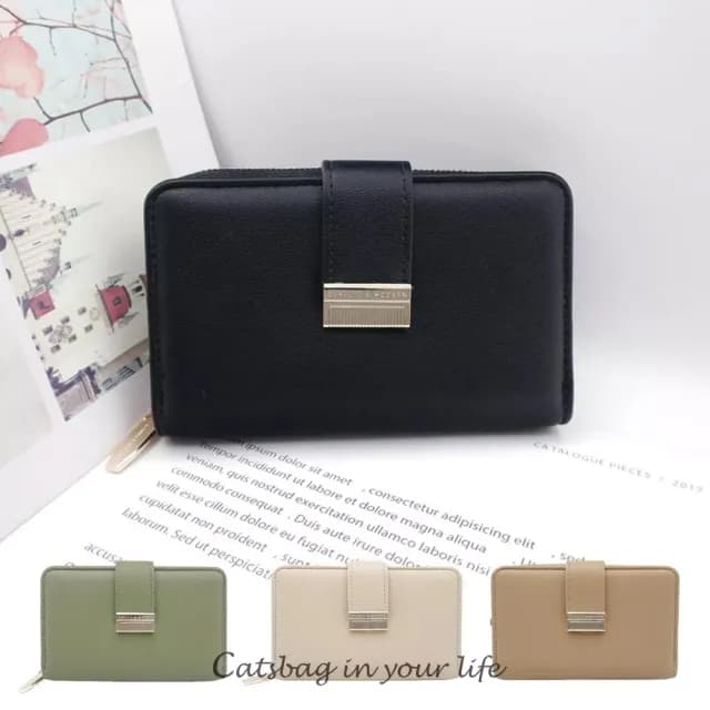 【Catsbag】母親節禮物 CASSIC & M 質感金扣雙折中夾 8139