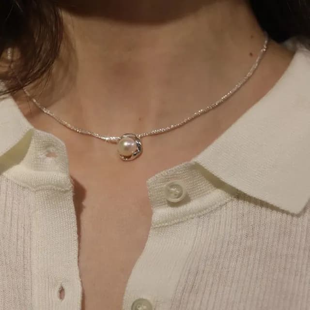 【Penny珮妮】法式復古s925銀珍珠項鍊(母親節禮物 交換禮物 送女友 生日禮物 情人節 尾牙 新年 結婚)