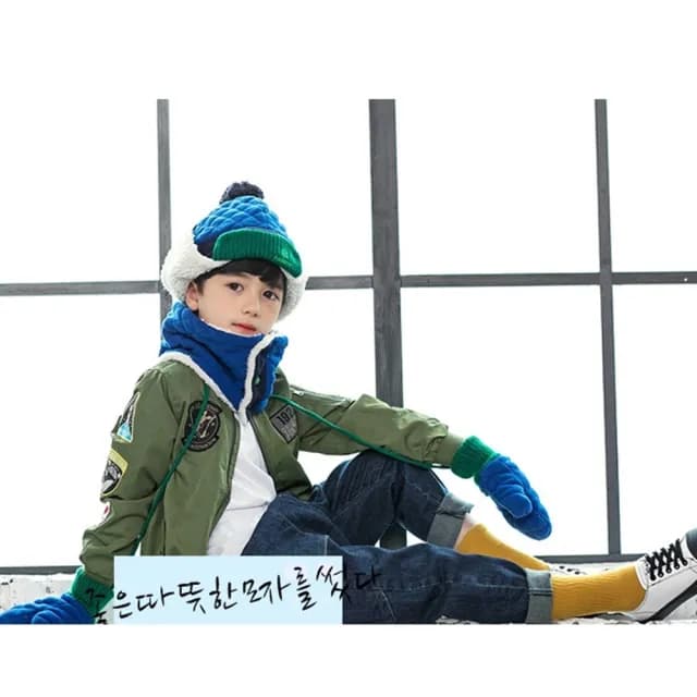 【橘魔法】菱格刺繡護耳帽(帽子 防風帽 配件 聖誕節 保暖 滑雪 中性款 男童 女童 兒童 童裝)