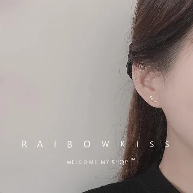 【Umi】氣質小排鑽耳飾｜法式優雅風・細膩閃耀顯氣質(白金色)