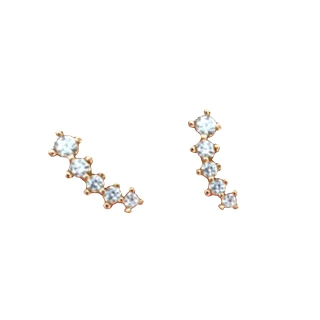 【Umi】氣質小排鑽耳飾｜法式優雅風・細膩閃耀顯氣質(白金色)