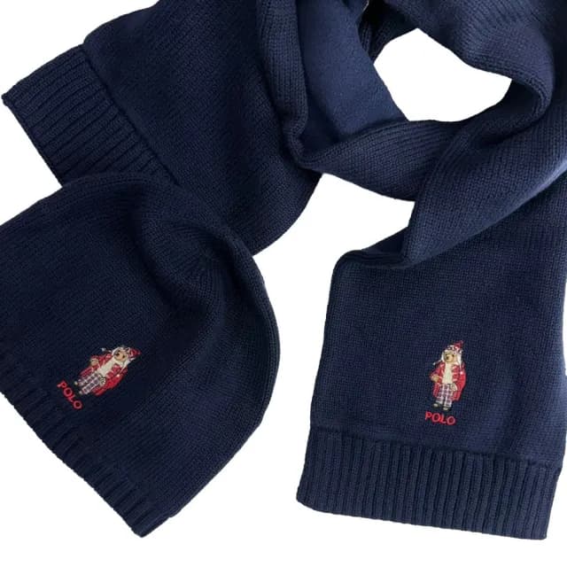 【RALPH LAUREN】熊熊 Polo bear 禮盒Ralph Lauren針織毛帽 男女皆可 圍巾 青年版 針織帽 送禮(1364BH3)