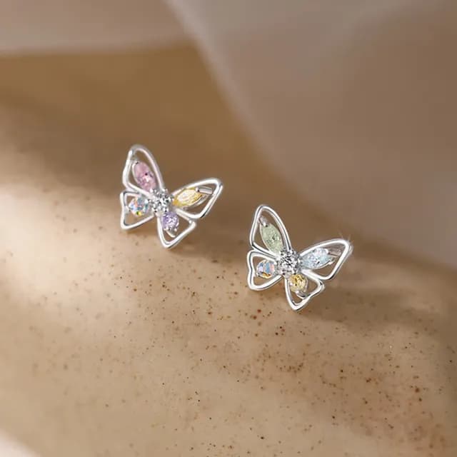 【Umi】夢蝶之舞｜簡約唯美氣質耳飾(白金色)