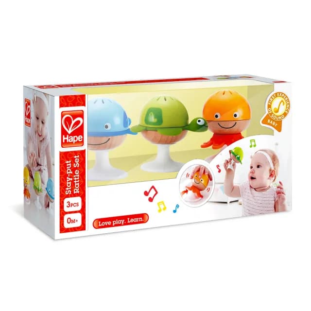 【德國Hape】海洋動物吸盤沙鈴組(木製玩具/木頭玩具/彌月禮/生日禮)