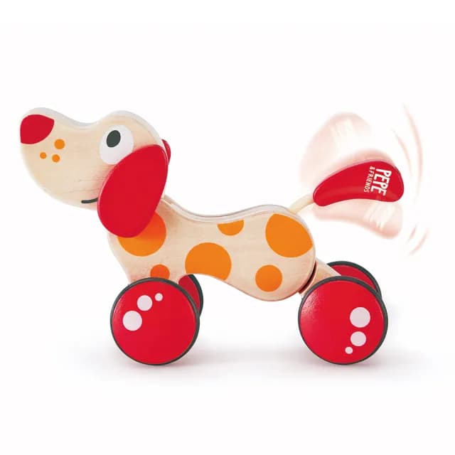 【德國Hape】拖拉狗佩佩學步牽繩玩具(木製玩具/木頭玩具/彌月禮/生日禮)