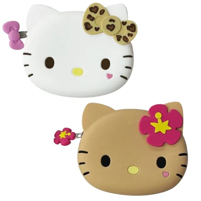 【小禮堂】Sanrio 三麗鷗 Hello Kitty 矽膠大臉零錢包 澀谷辣妹(平輸品)