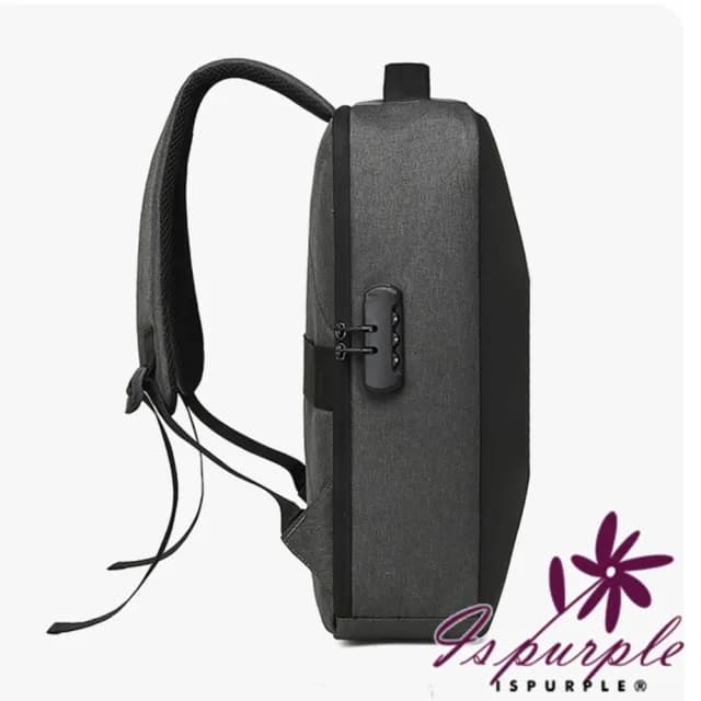 【iSPurple】父親節禮物 簡潔潮流 男仕新款硬殼包雙肩包15.6吋防盜電腦包(黑色)