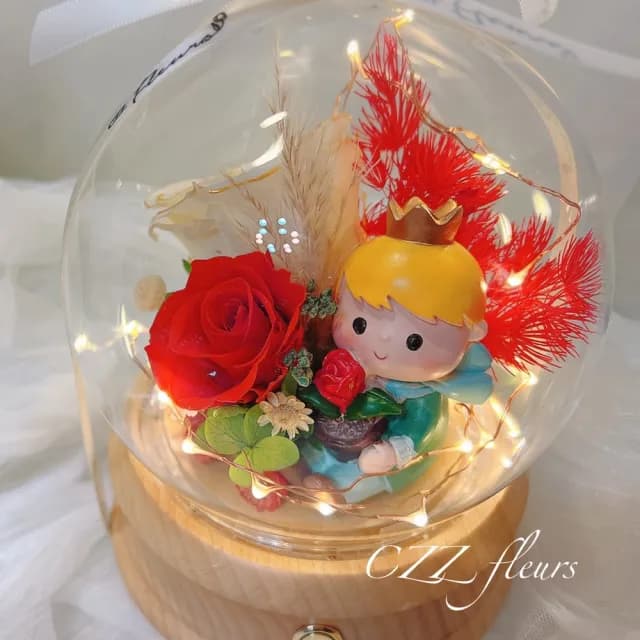 【喜滋滋】小王子玫瑰永生花藍芽音響 藍芽喇叭玻璃罩夜燈(情人節禮物/生日禮物/告白禮物/週年慶/創意禮物)