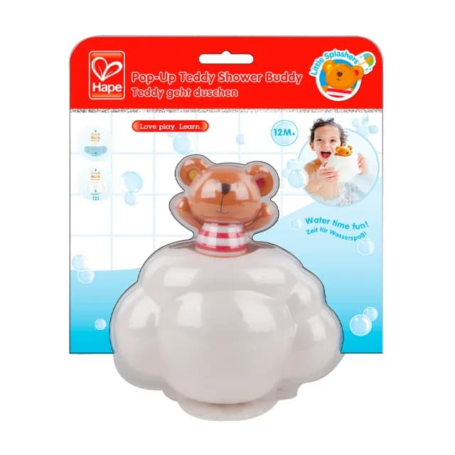 【德國Hape】泰迪與雲朵捉迷藏洗澡戲水玩具(木製玩具/木頭玩具/彌月禮/生日禮)