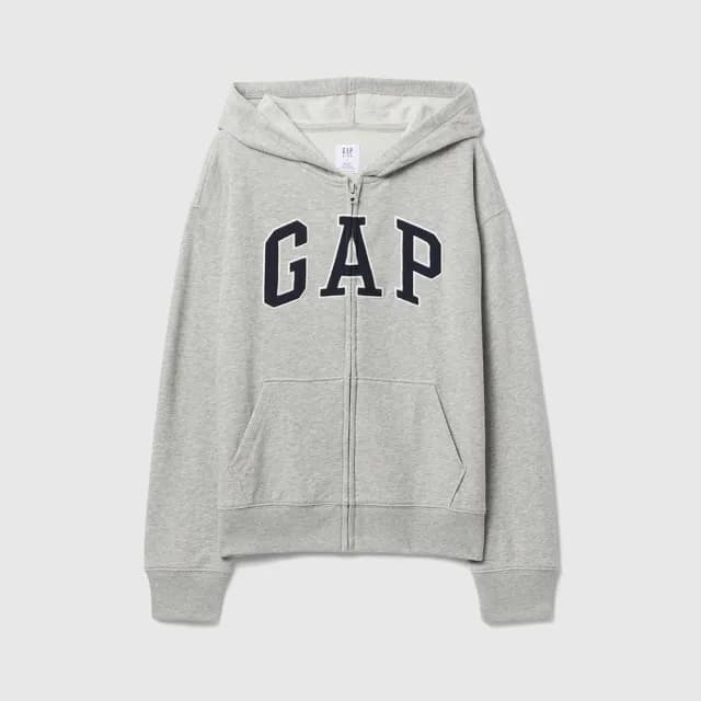 【GAP】男童裝 Logo刺繡連帽外套-灰色(743966)