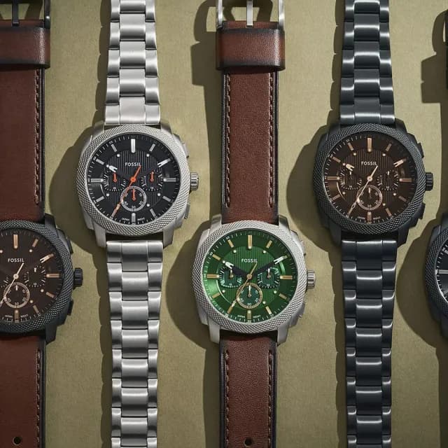 【FOSSIL】Machine 簡約撞色工業風三眼計時手錶-銀x黑/44mm 禮物 送禮 推薦(FS6095)