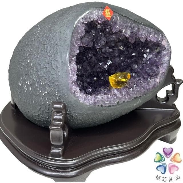 【恬芯晶品】HD3精選烏拉圭紫晶洞3.1KG錢袋子(圓洞聚財招財貴人開運風水帝王紫水晶新居禮物補財庫聖誕節)