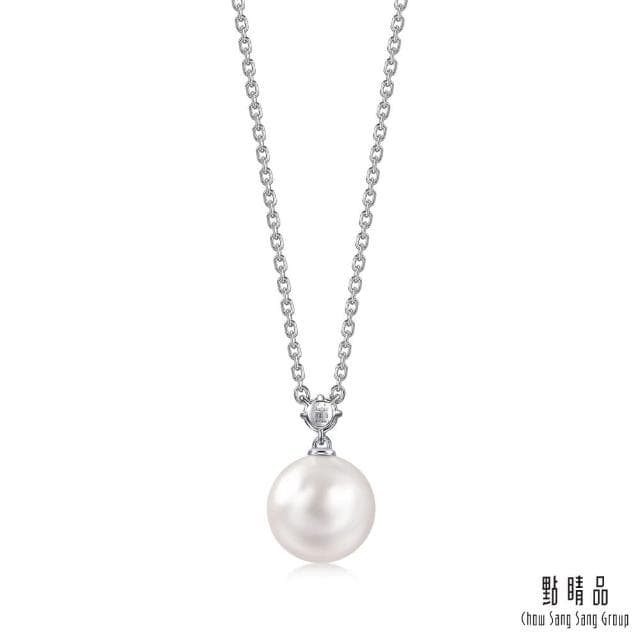 【點睛品】La Pelle 日本Akoya珍珠 18K金鑽石項鍊