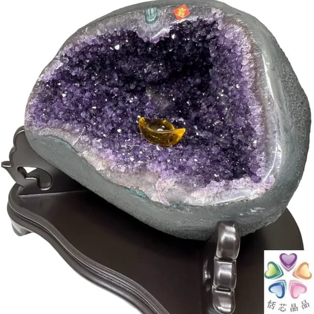 【恬芯晶品】HD30精選烏拉圭紫晶洞錢袋子(圓洞聚財招財貴人開運風水帝王紫水晶新居禮物補財庫聖誕節)