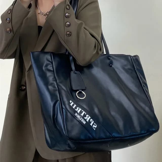 【LEEHER】托特包/腋下包/肩背包/大容量/通勤包/黑色包包/個性百搭/軟皮包包/生日禮物/簡約手提