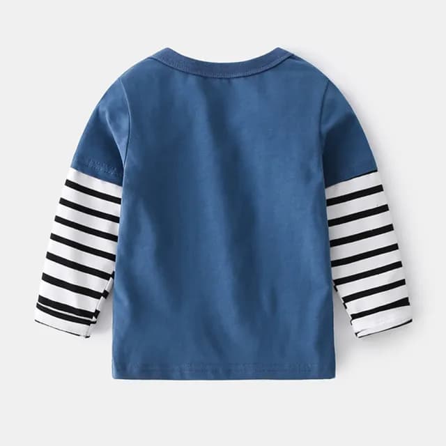 【橘魔法】眼罩造型假兩件長袖上衣(薄長袖 棉T 童裝 男童 中童 兒童)