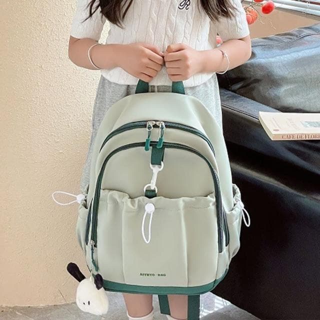 【LEEHER】兒童後背包/尼龍後背包/束口袋背包/小後背包/包包/上課包/奶茶色包包/可愛包包/禮物/