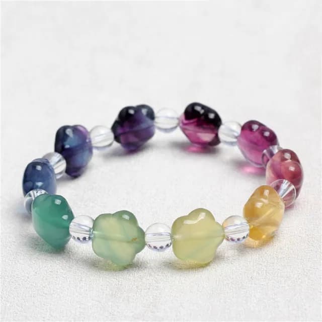 【Paiya 派亞】彩螢石五角星手鏈五星彩螢石手串單圈