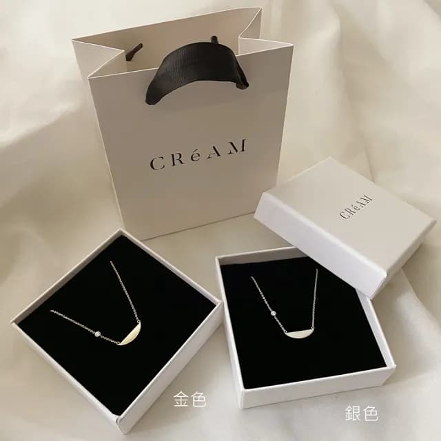 【CReAM】Breenda 925純銀半圓形亮鑽綴飾氣質鍍18K金色銀色項鍊(生日 禮物 送禮 禮盒)