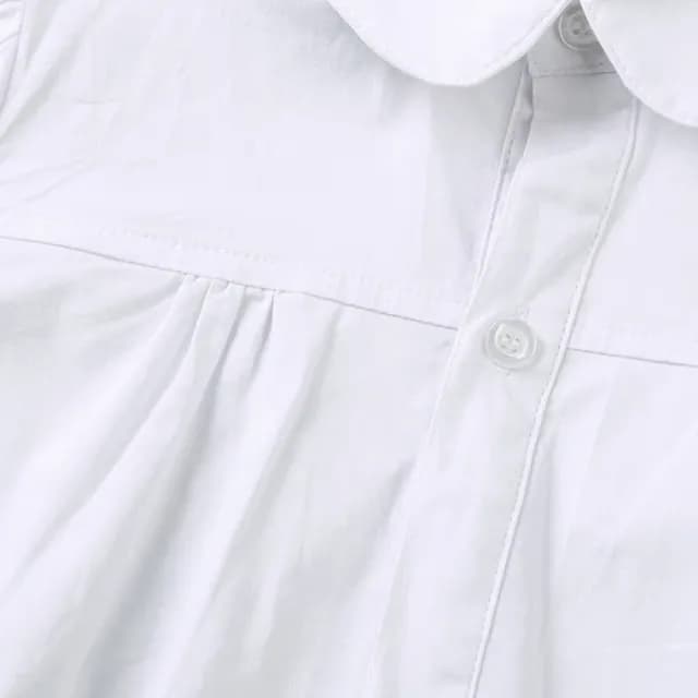 【橘魔法】蝴蝶結袖純白薄短袖襯衫(短袖上衣 白襯衫 花童 表演服裝 攝影 童裝 兒童 女童 大童)
