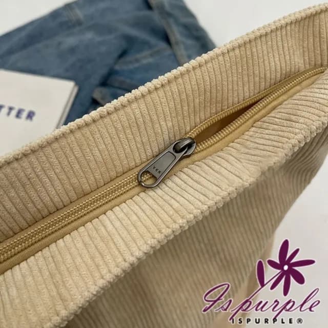 【iSPurple】情人節禮物 復古時尚 燈芯絨條紋大容量單肩斜背休閒包(綠色)