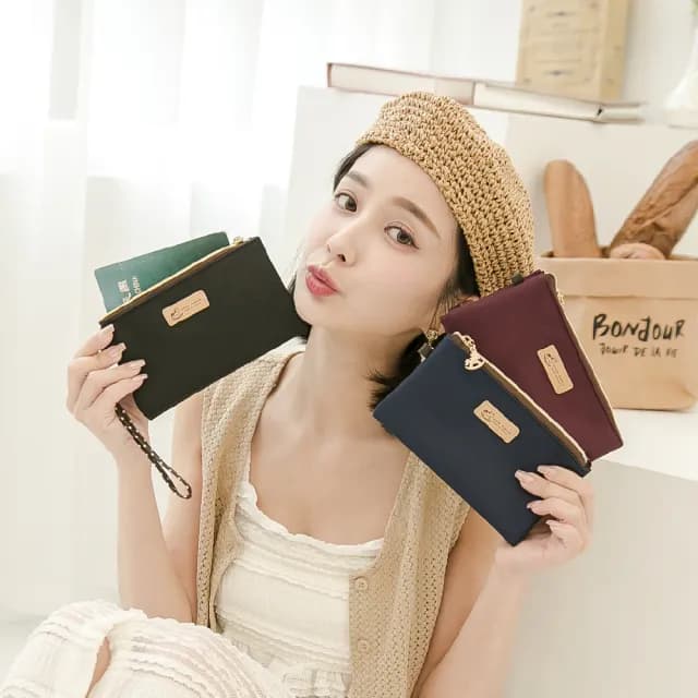 【uma hana】雙11 單色C大調超實用手掛式三層收納防水包三層小收納-2入組(零錢包/票卡包/護照包