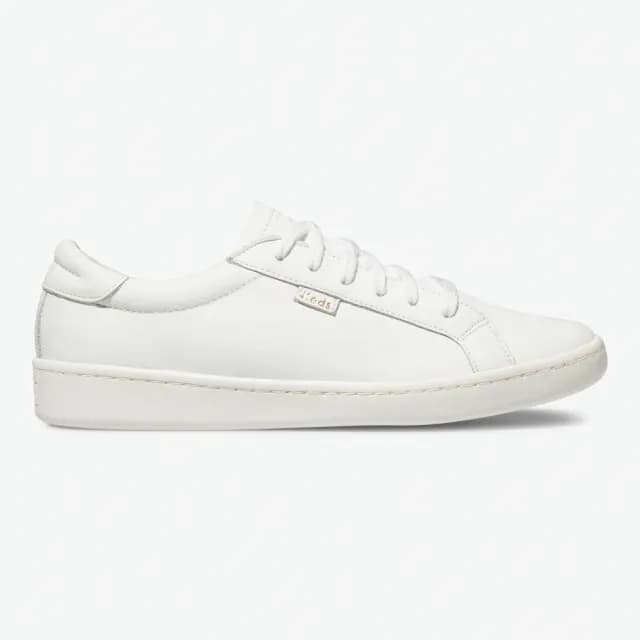 【Keds】ACE 復古運動皮革綁帶休閒小白鞋-白(9191W130044)