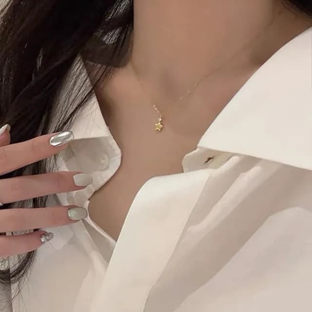 【LEEHER】星星項鍊/18k金項鍊/純銀項鍊/鋯石項鍊/氣質項鍊/鎖骨鍊/個性項鍊/百搭飾品/小眾設計