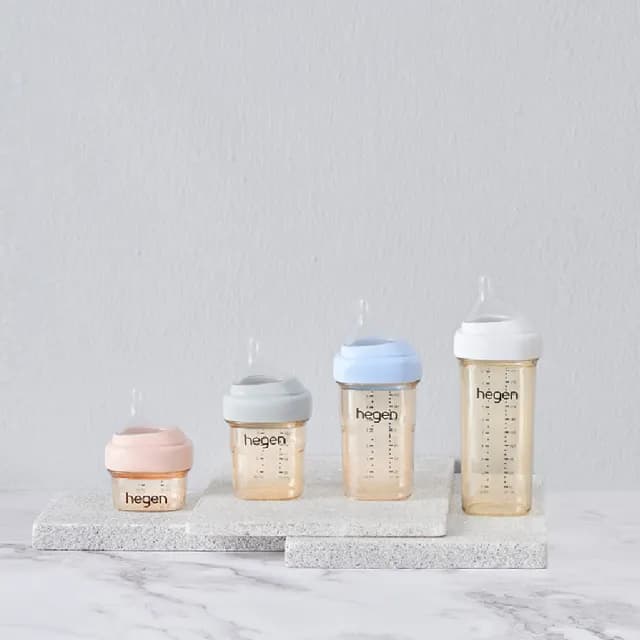 【hegen 總代理】PCTO™ 金色奇蹟PPSU多功能方圓型寬口奶瓶 240ml 雙瓶組(嫣粉/沁藍/漾紫)
