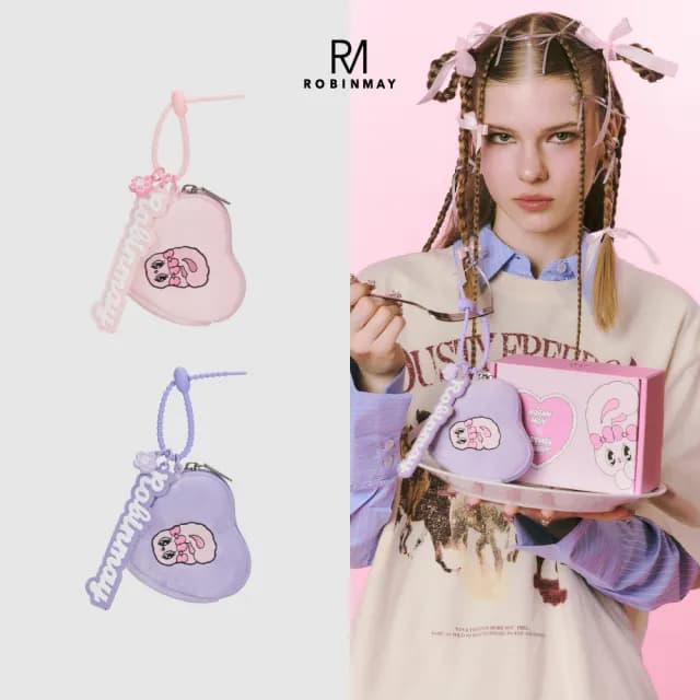 【ROBINMAY】艾絲樂小兔聯名 Esther Bunny 愛心吊飾零錢包(拉鍊封口/多色任選)