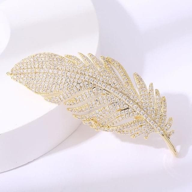 【Penny珮妮】韓版羽毛鋯石胸針胸花吊墜兩用(母親節 送女友 交換禮物  生日禮 情人節 尾牙 新年 結婚)