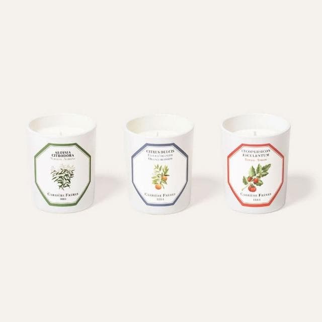 【Carriere Freres】植物園香氛蠟燭三入禮盒組 70gx3(蕃茄/橙花/馬鞭草.法國大師級蠟燭製造商.國際航空版)
