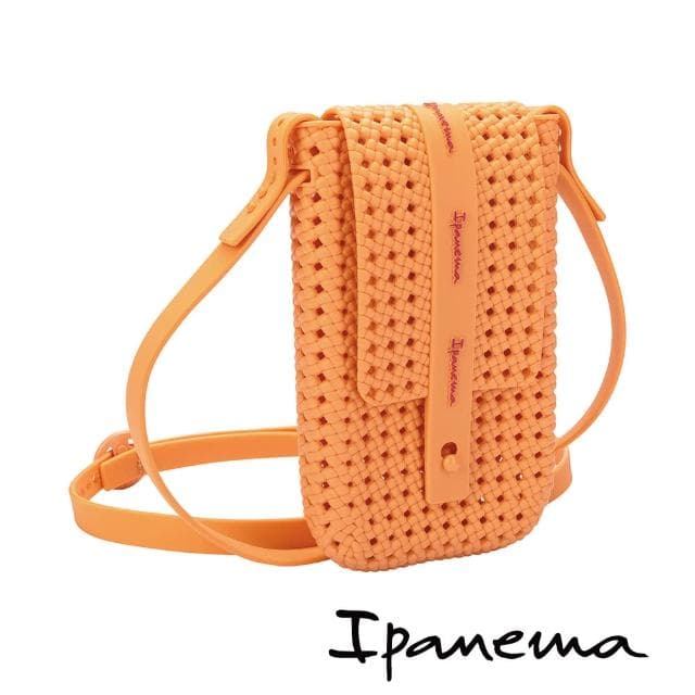 【IPANEMA】母親節禮物 輕巧編織簍空單肩斜跨小包(橘色)