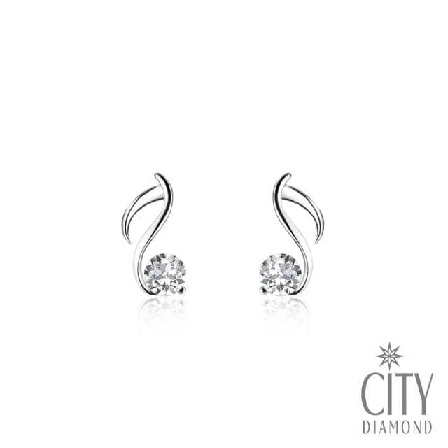 【City Diamond 引雅】『樂語』晶鑽白K金 音符耳環(浮光留影系列)