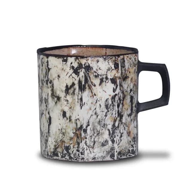 【Driver】河野流陶藝家-批紋馬克杯-350ml(手工製作 木質盒裝 陶瓷杯 咖啡杯 送禮推薦 咖啡周邊)