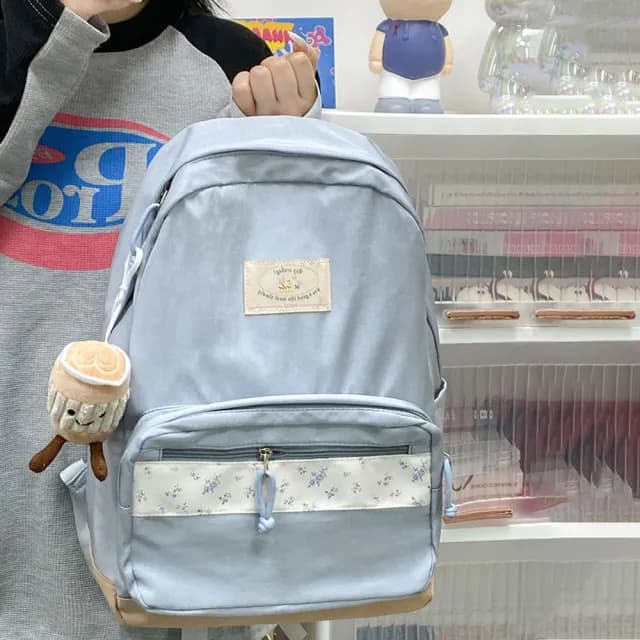 【LEESA】藍色包包\後背包韓國\包包\後背包\生日禮物\女生實用\尼龍包包\書包\a4包包\電腦後背