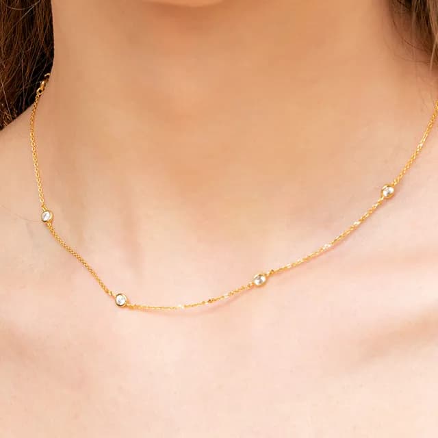 【CReAM】Nova鍍18K金色銀色五顆亮鑽鋯石金色銀色項鍊(生日 禮物 送禮 禮盒)