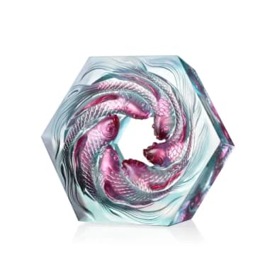 【琉璃工房 LIULI】活水源源 鯉魚文鎮 入厝禮/開店禮物(手工/開業禮物/ 發財/升官/企業/退休)
