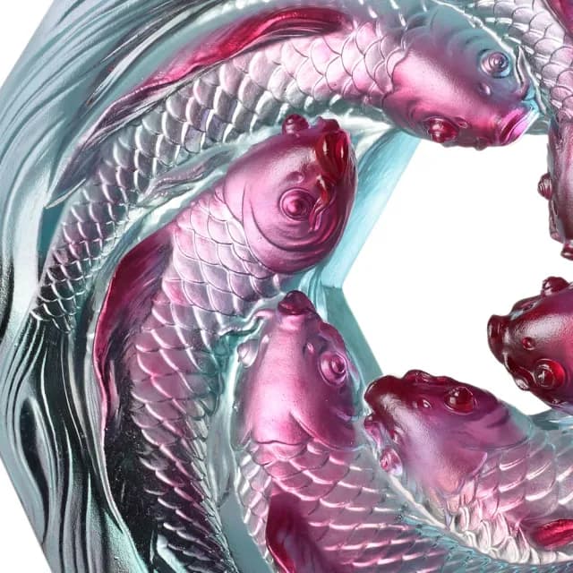 【琉璃工房 LIULI】活水源源 鯉魚文鎮 入厝禮/開店禮物(手工/開業禮物/ 發財/升官/企業/退休)