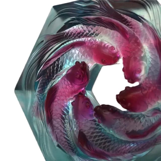 【琉璃工房 LIULI】活水源源 鯉魚文鎮 入厝禮/開店禮物(手工/開業禮物/ 發財/升官/企業/退休)