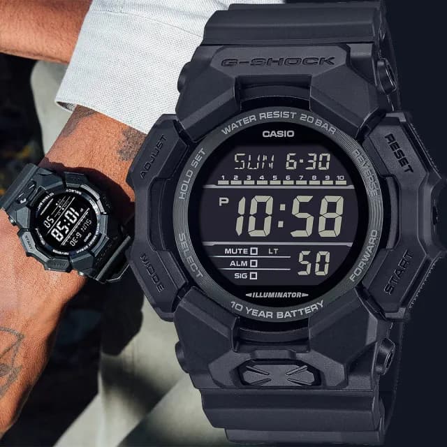 【CASIO 卡西歐】G-SHOCK 10年電力 大螢幕電子錶 學生錶 畢業禮物 送禮(GD-010-1A1)