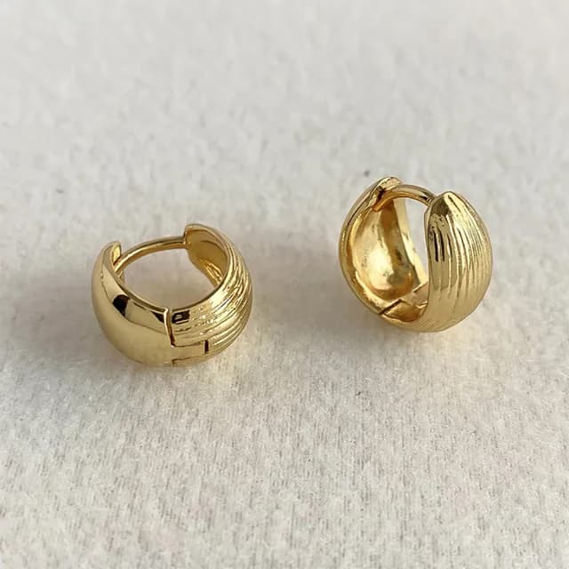 【MoonDy】耳環 銀耳環 圈圈耳環 抗過敏 女耳環 耳丁 復古耳環 條紋耳環 紋理感 貝殼耳釘