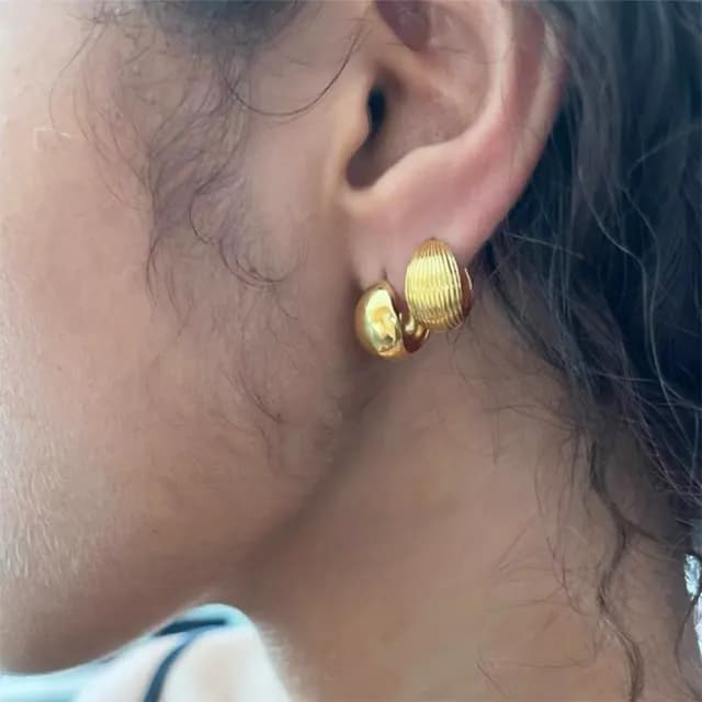 【MoonDy】情人節禮物 耳環 銀耳環 圈圈耳環 抗過敏 女耳環 耳丁 復古耳環 條紋耳環 紋理感 貝殼耳釘 輕奢