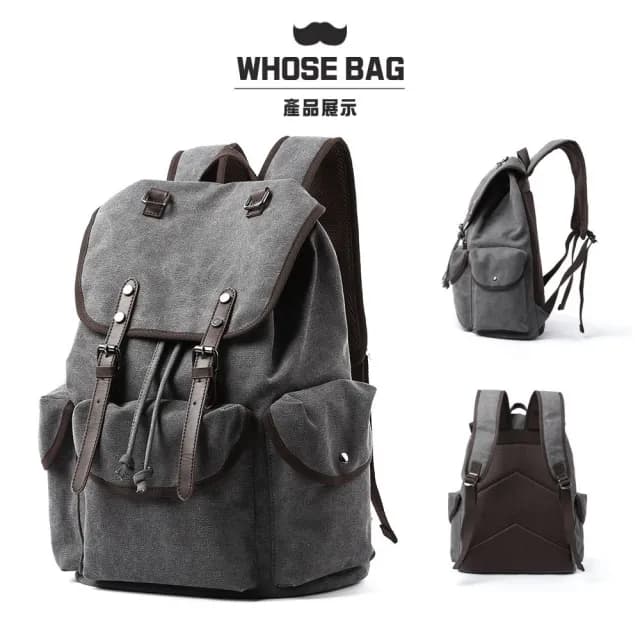 【WHOSE BAG】情人節禮物 大容量水洗復古帆布後背包 男女雙肩包 NO.WBOM056(男後背包 女後背包 筆電後背包)