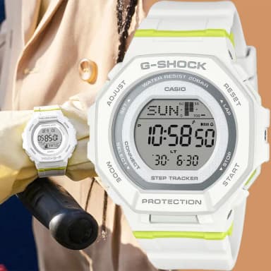 【CASIO 卡西歐】G-SHOCK 計步藍芽手錶 清爽色彩女錶-白色 送禮 禮物 推薦(GMD-B300SC-7)