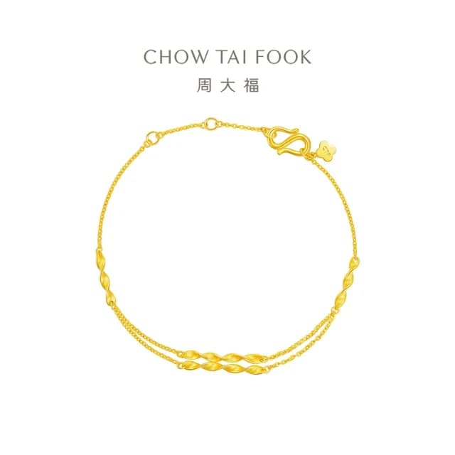 【周大福】穗穗平安麥穗黃金手鍊_計價黃金(鍊長16.25cm)
